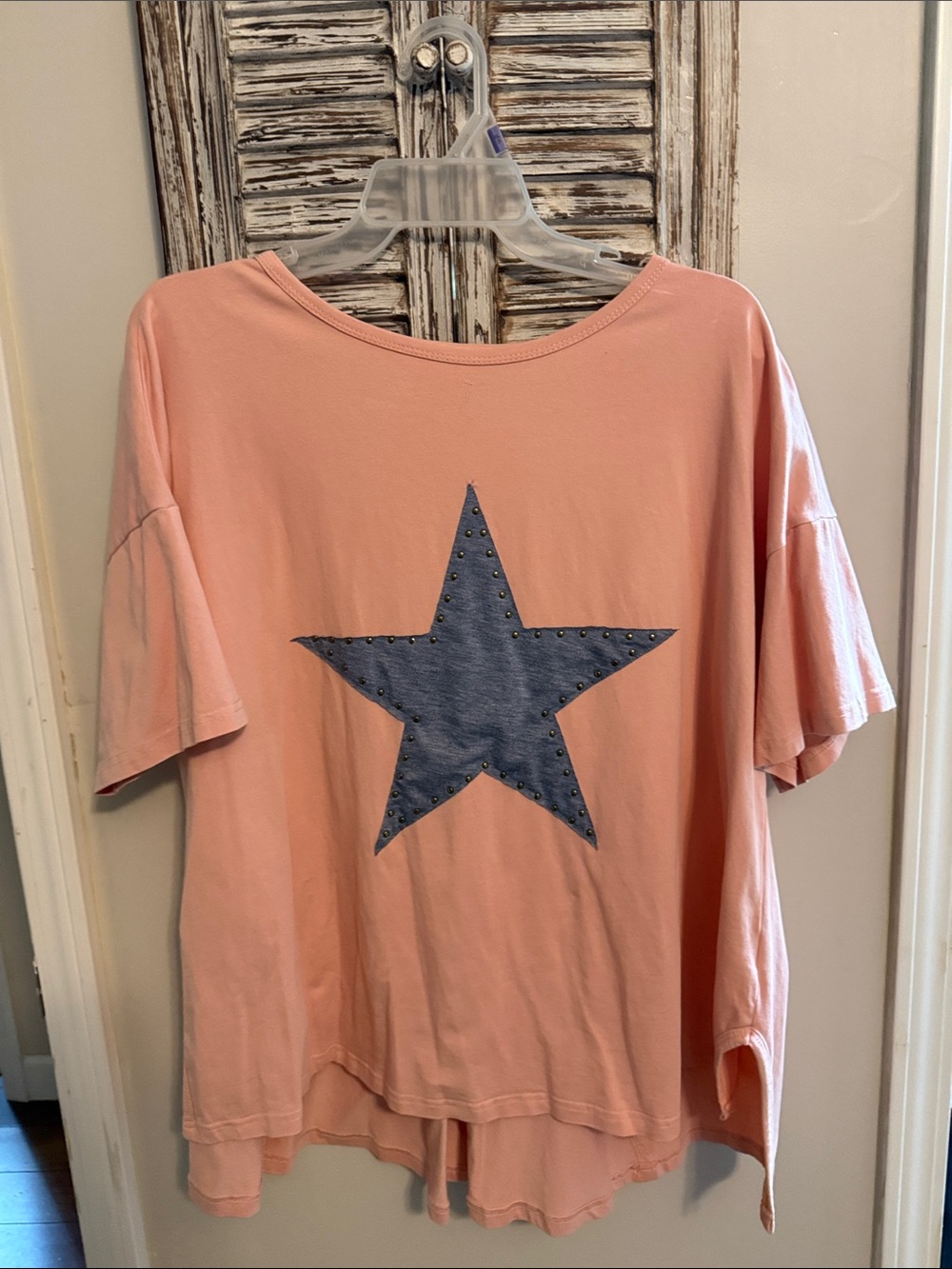 Women's Peach Star Tee with Stud Detail